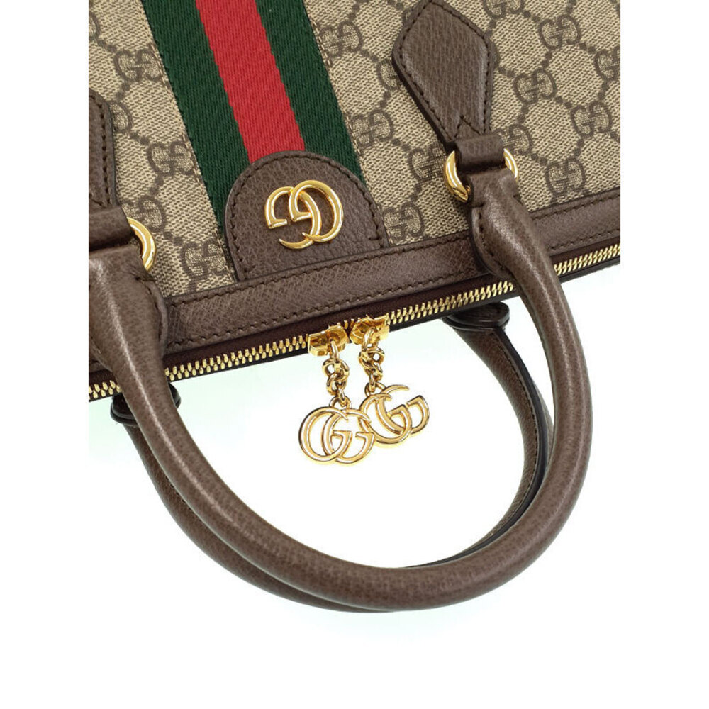 Gucci GG Handle Boston Bag Top Ophidia Leather beige brown Supreme GG - Picture 8 of 9